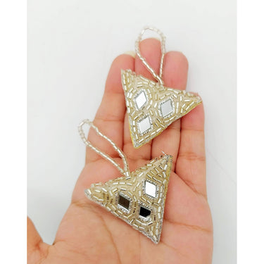 Light Gold Beaded Mirror Tassels Latkan, Bridal Tassels, Decorative Tassels